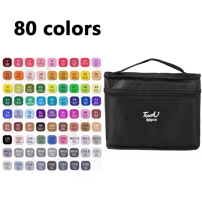 24-168 Colors Oily Art Marker Pen Set for Draw Double Headed Sketching Oily Tip Based Markers Graffiti Manga School Art Supplies