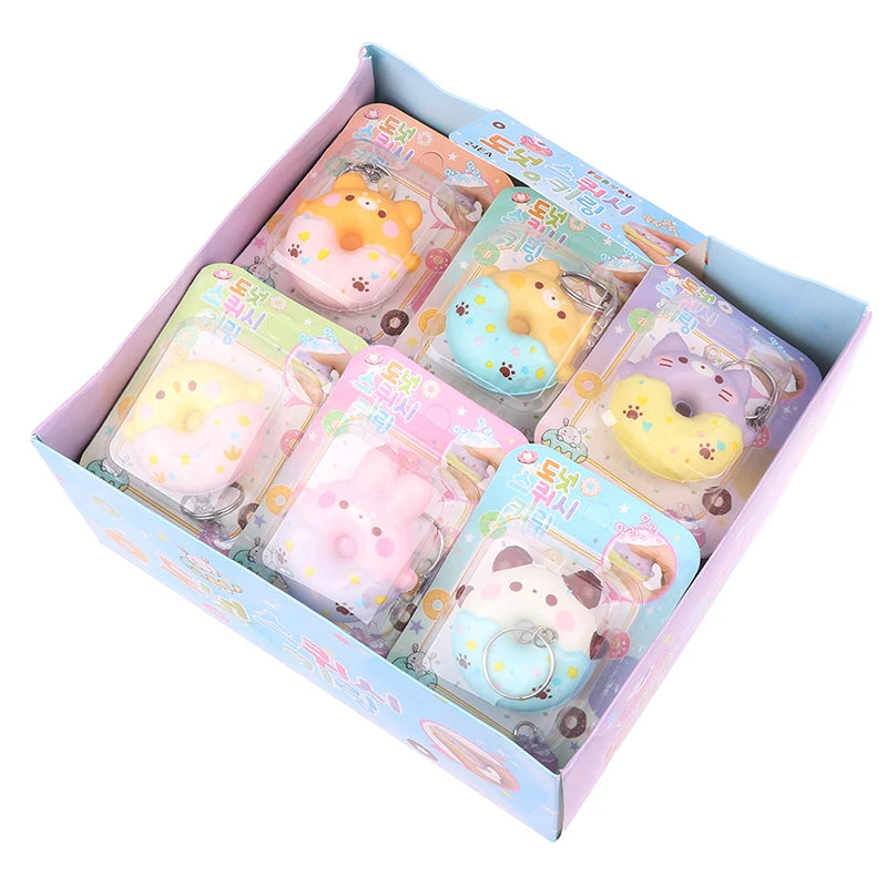 Donut Vent Pendant PU Slow Rebound Animal Decompression Vent Toy Sponge Pendant Keychain Squishy Stress Reliever Toys