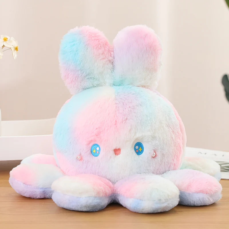 Stuffed Animal 20-50Cm Fluffy Flip Plush Toy Colorful Rabbit Octopus Double Face Reversed Cosplay Plushie Peluche Cuddly Gifts