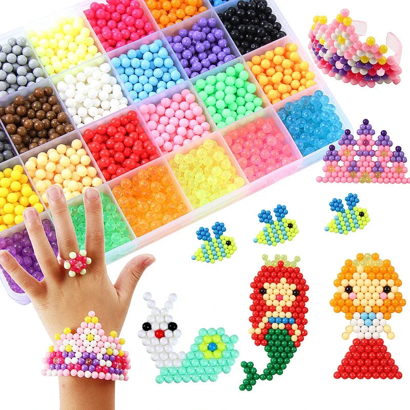 DIY Water Spray Magic Sticky Beads Toy Set Children'S Handmade Puzzle Craft Kit Sensory Crystal Beads Kids Art Educational Gifts