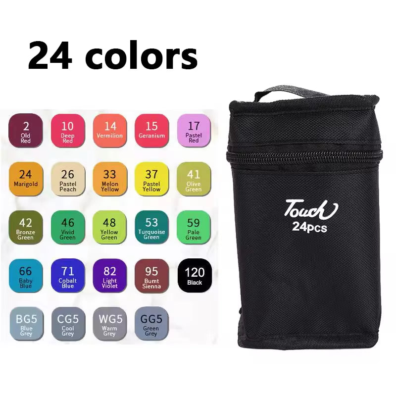 24-168 Colors Oily Art Marker Pen Set for Draw Double Headed Sketching Oily Tip Based Markers Graffiti Manga School Art Supplies