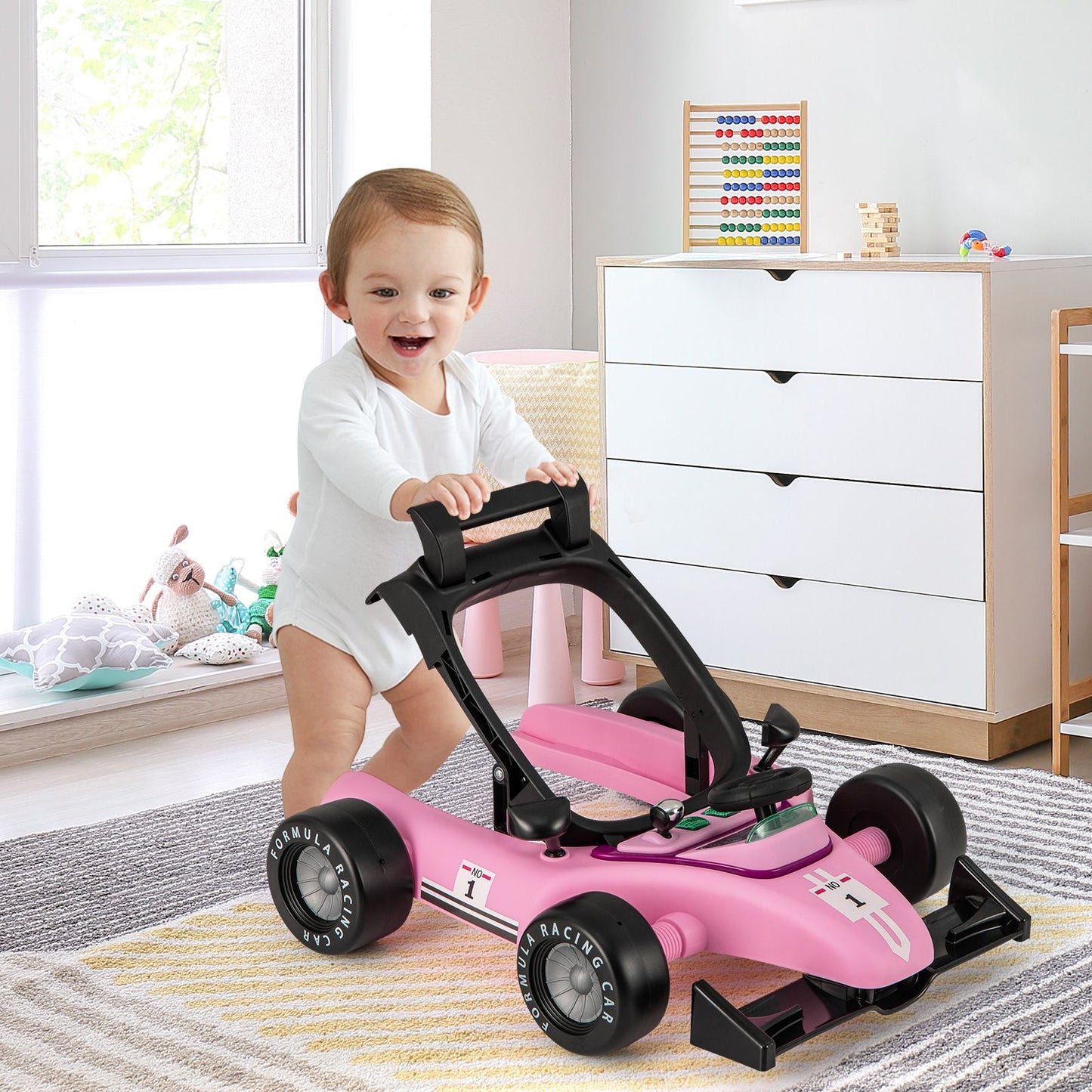 4-In-1 Baby Push Walker with Adjustable Height and Speed