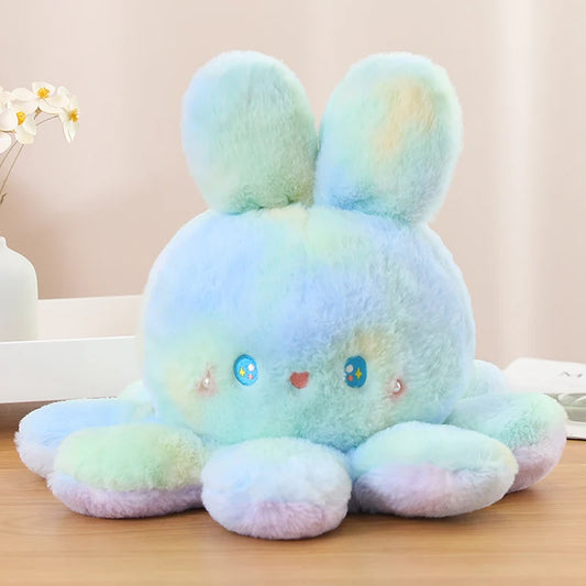 Stuffed Animal 20-50Cm Fluffy Flip Plush Toy Colorful Rabbit Octopus Double Face Reversed Cosplay Plushie Peluche Cuddly Gifts
