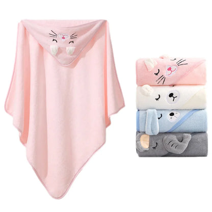 Hooded Cartoon Animal Bath Towels for Infants and Toddlers - Soft and Warm Swaddle Wraps for Boys and Girls