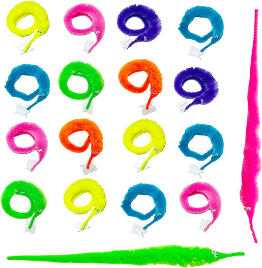 18 PCS Worm on a String Worm Toys, Wiggly Magic Worms Bulk, Magic Worms Colour Invisible Twisty Caterpillar, Twisty Fuzzy Worm Toys Cat Toy for Kids Trick Carnival Party (Colour Random)
