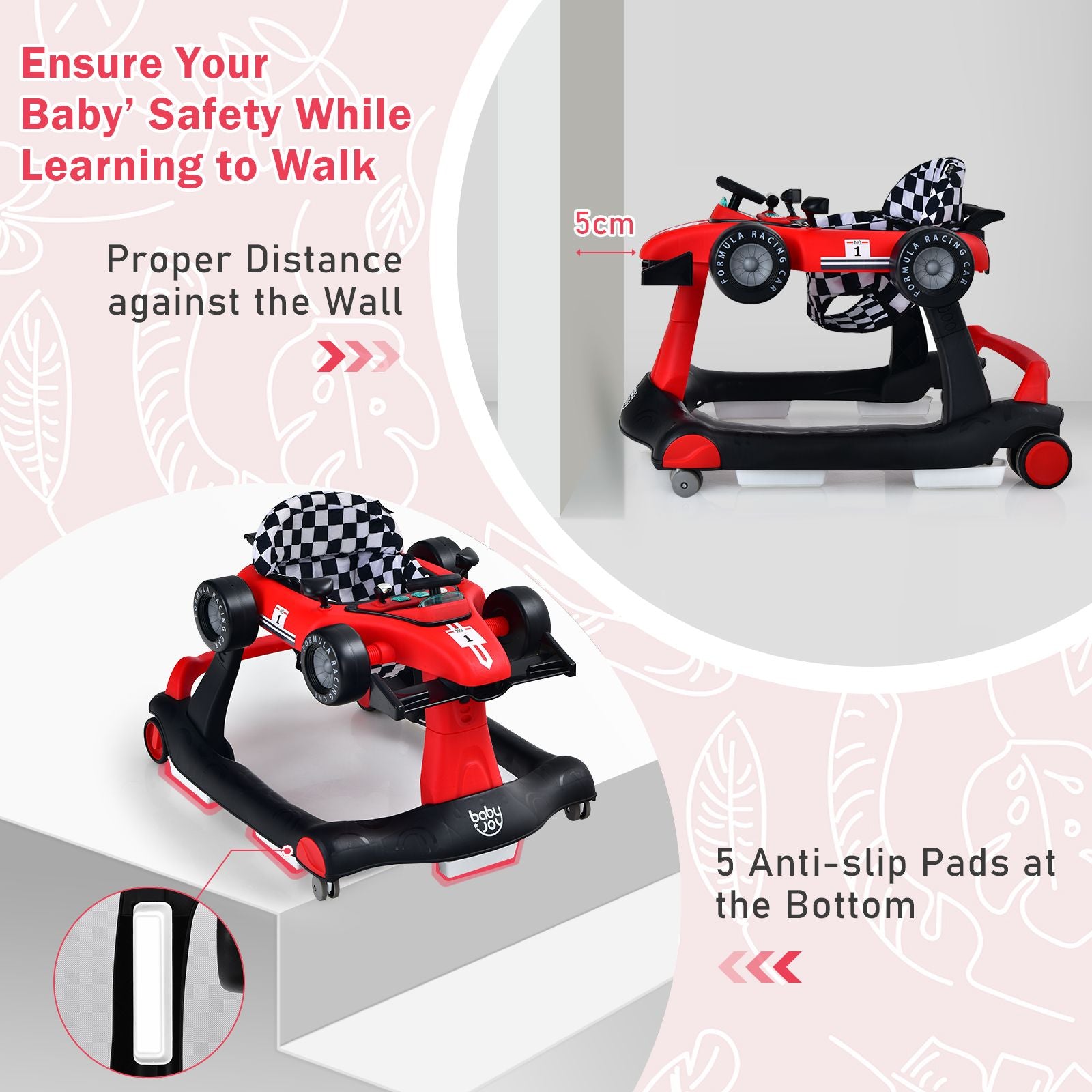 4-In-1 Baby Push Walker with Adjustable Height and Speed
