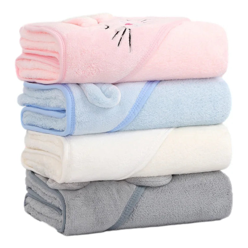 Hooded Cartoon Animal Bath Towels for Infants and Toddlers - Soft and Warm Swaddle Wraps for Boys and Girls
