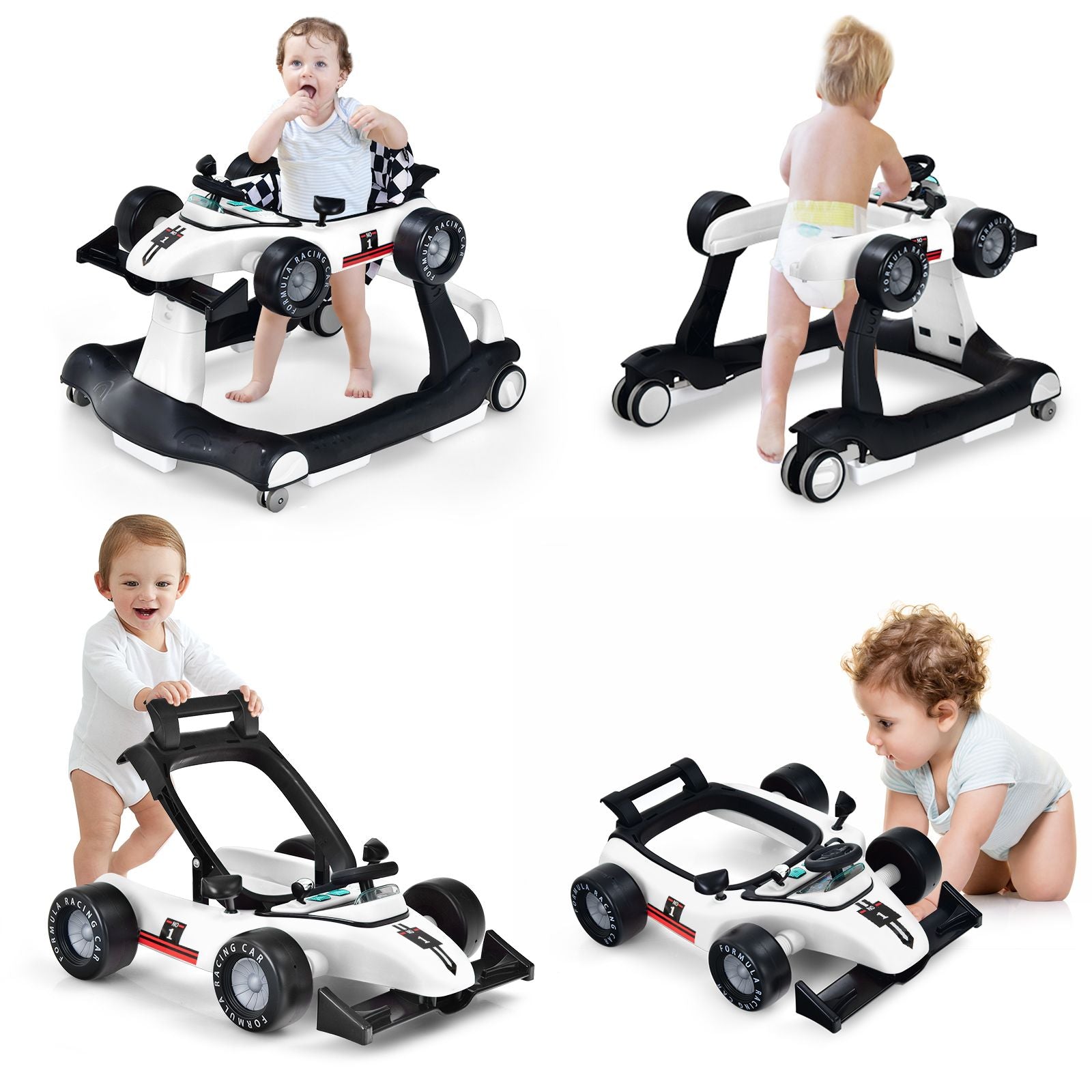 4-In-1 Baby Push Walker with Adjustable Height and Speed