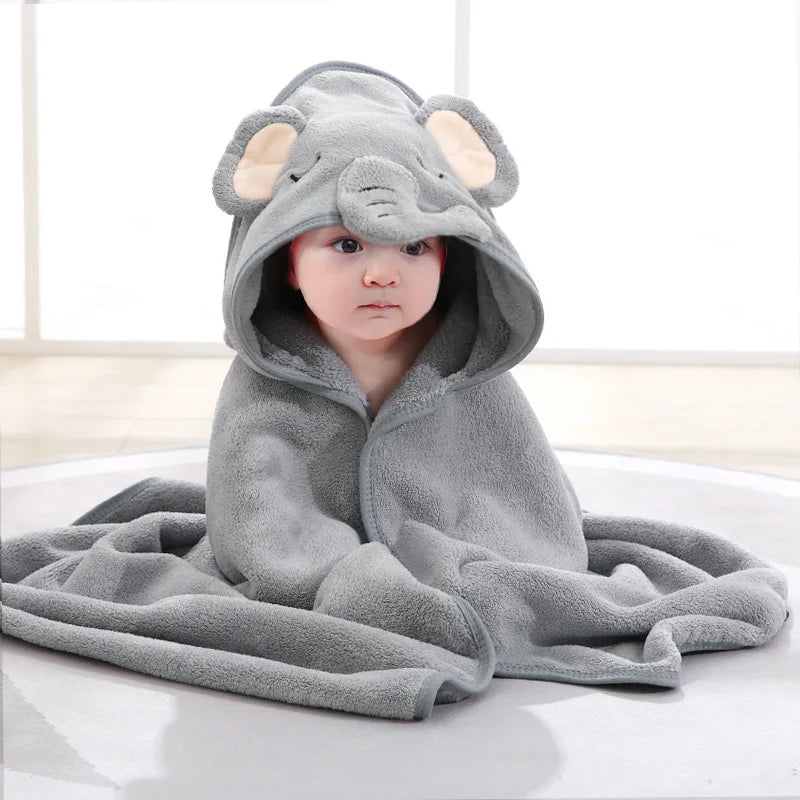Hooded Cartoon Animal Bath Towels for Infants and Toddlers - Soft and Warm Swaddle Wraps for Boys and Girls