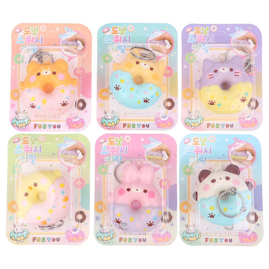 Donut Vent Pendant PU Slow Rebound Animal Decompression Vent Toy Sponge Pendant Keychain Squishy Stress Reliever Toys