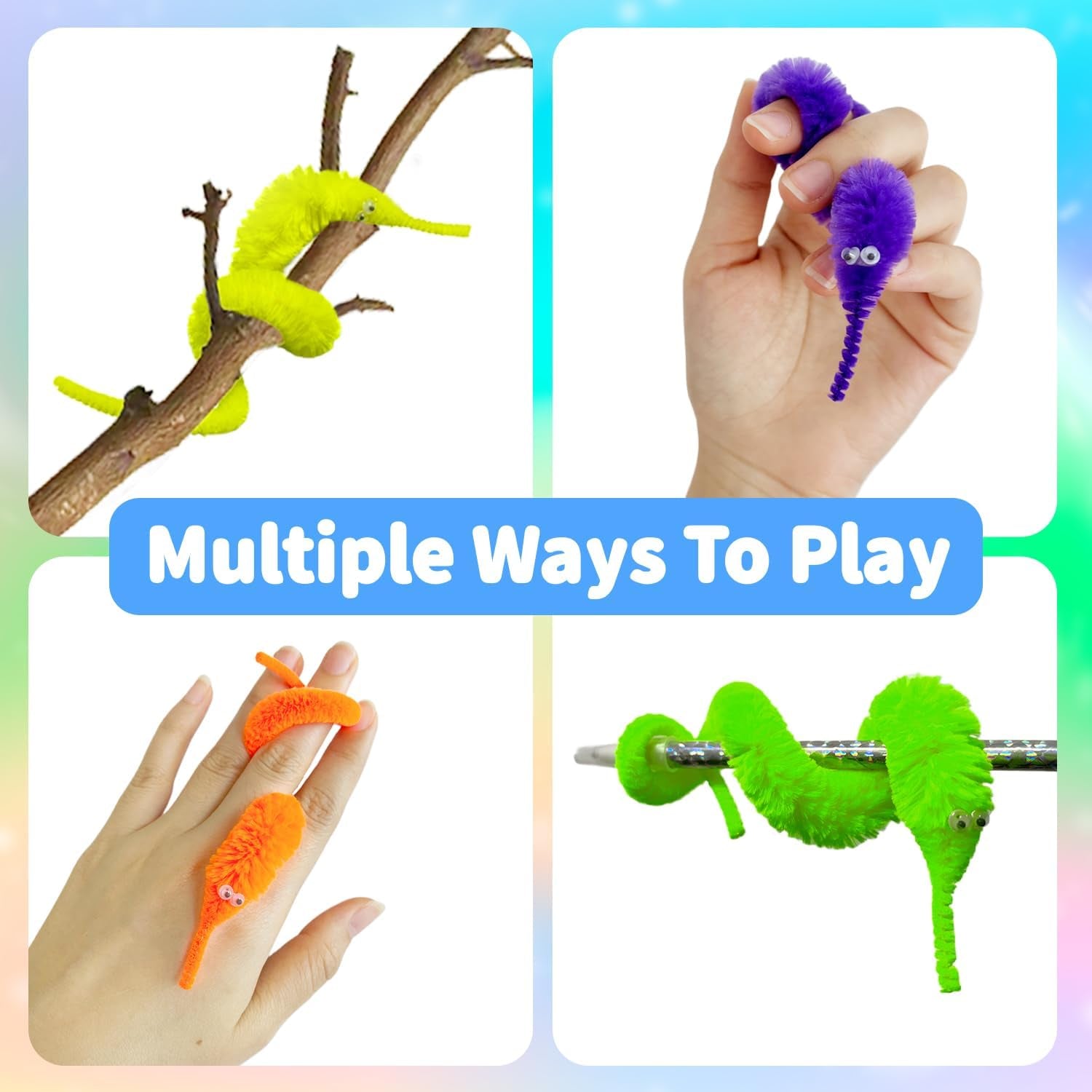 18 PCS Worm on a String Worm Toys, Wiggly Magic Worms Bulk, Magic Worms Colour Invisible Twisty Caterpillar, Twisty Fuzzy Worm Toys Cat Toy for Kids Trick Carnival Party (Colour Random)